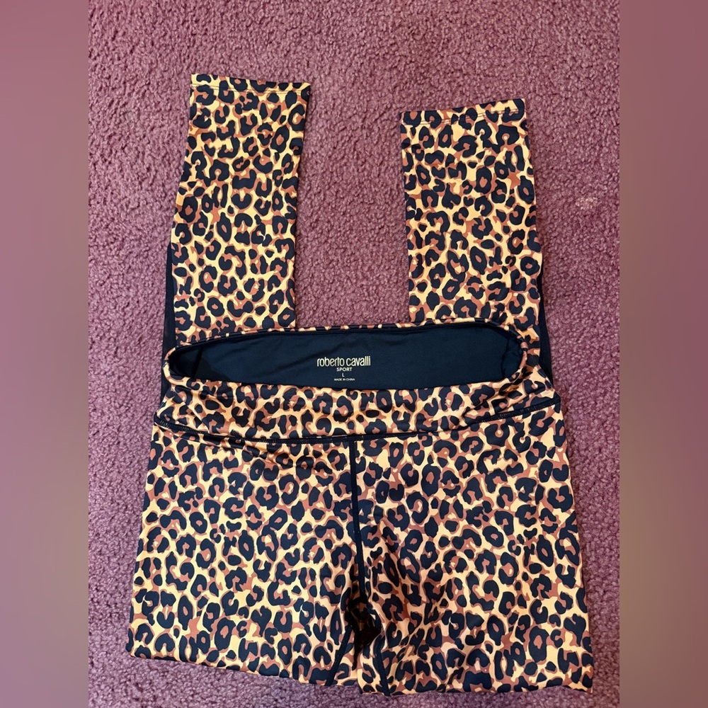 Roberto Cavalli  Leopard Print Leggings and Workout Shirt
